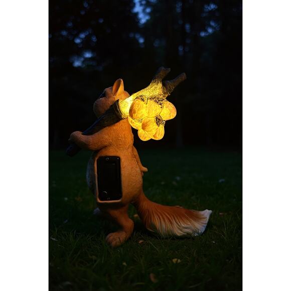11” Solar Squirrel Garden Statue with Light, Outdoor Yard Decor Lawn Ornament - Picture 7 of 9